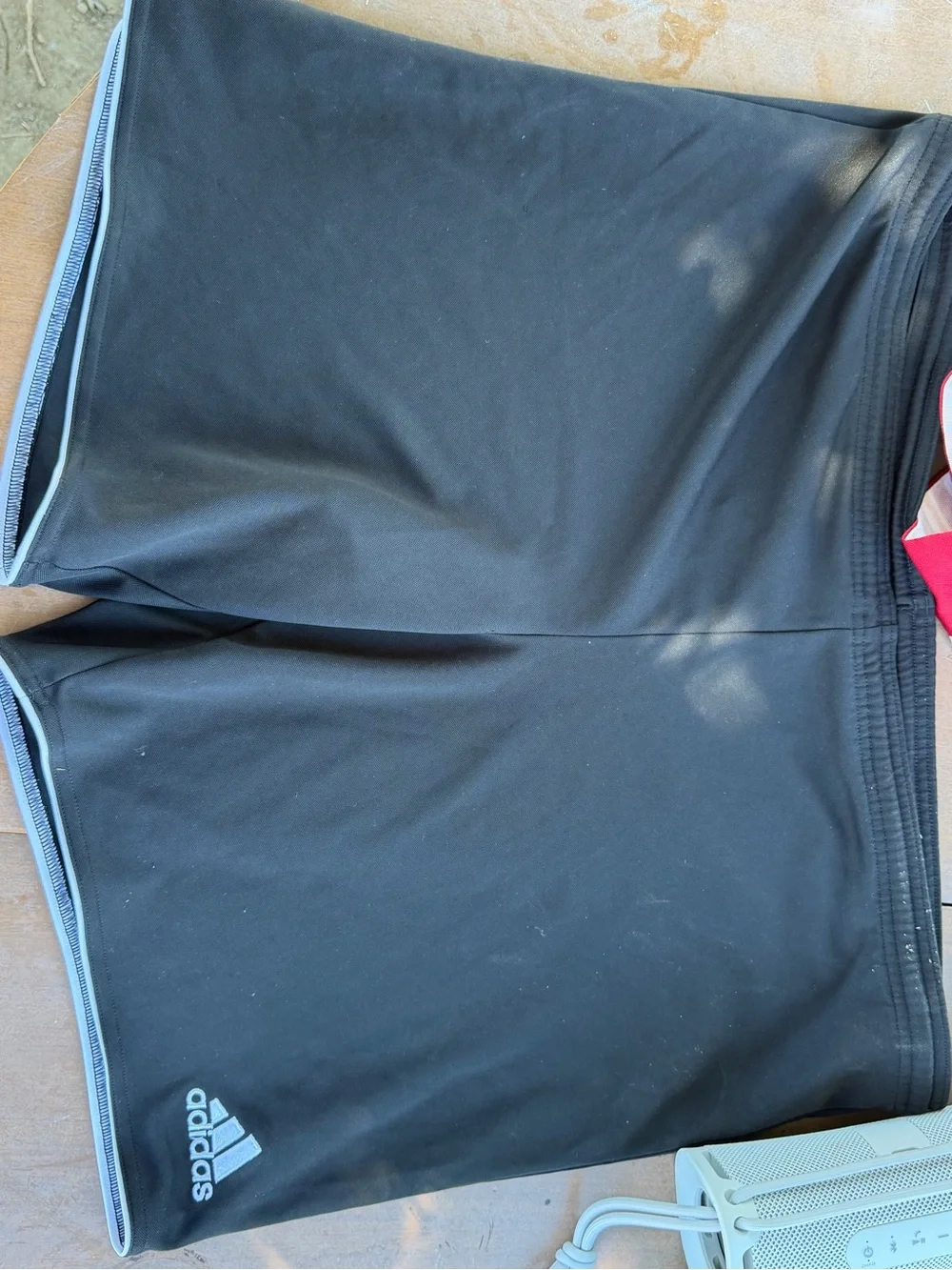 adidas Black Athletic Shorts with White Logo Trim